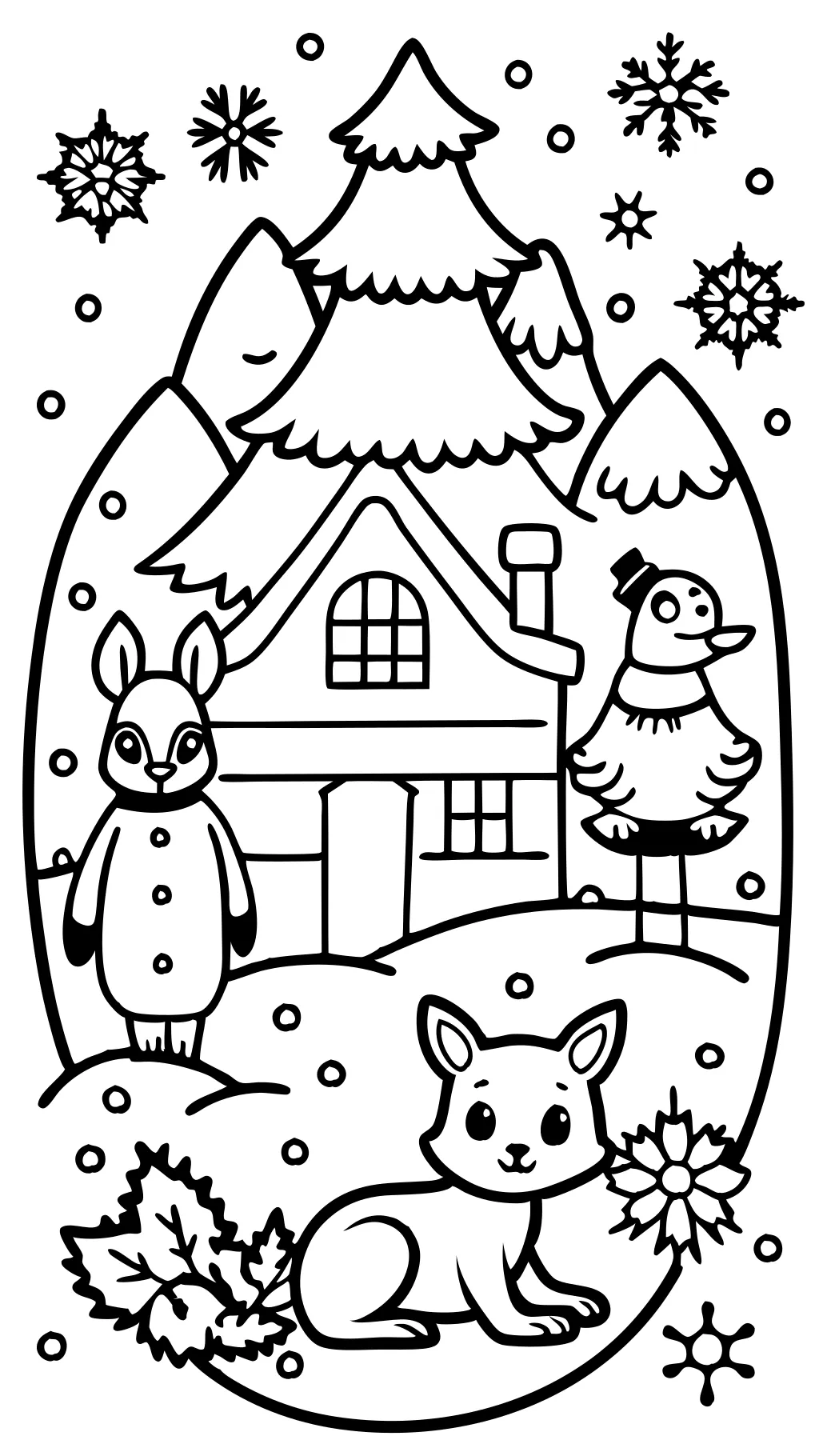 animals in winter coloring page